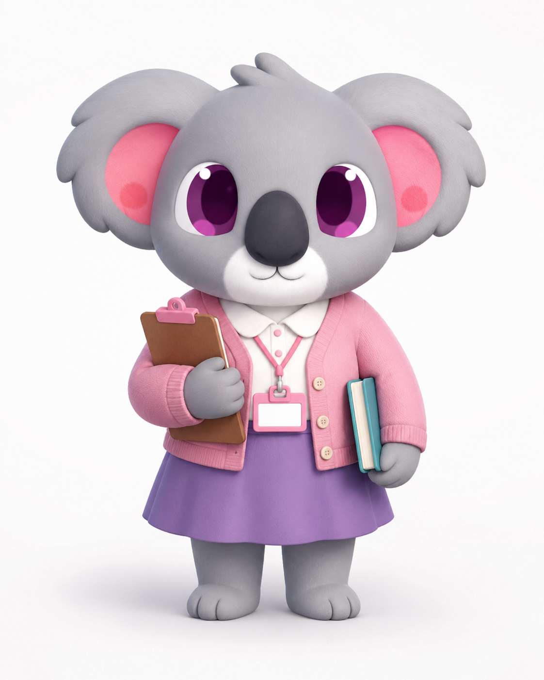 Koala docente con libros